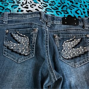 Bedazzled Angel Wing designed Bling Jeans